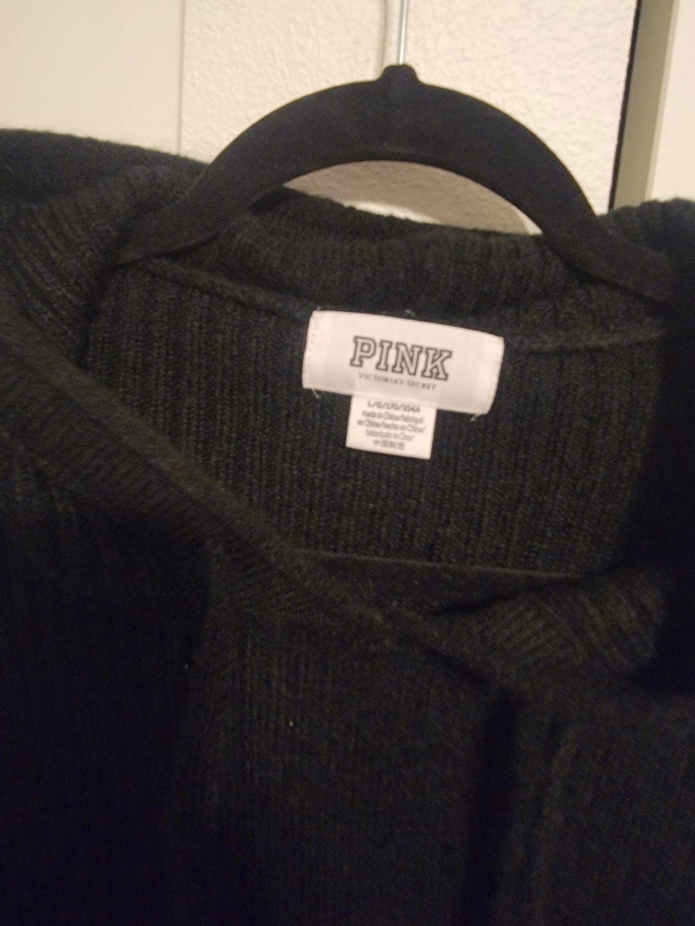 PINK Victoria's Secret Black Ribbed Hooded Sweater - Picture 3 of 4